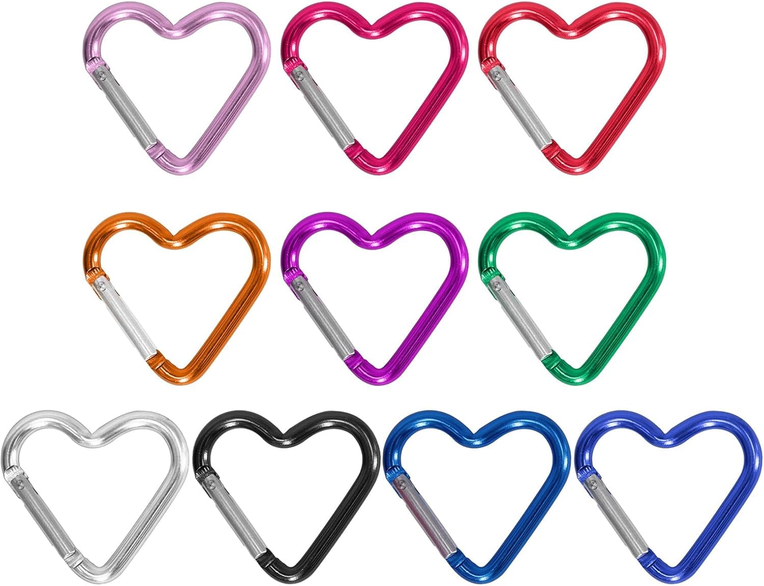 Heart Shaped Carabiner Clip Aluminum Alloy Keychain Clip Spring Hook Camping Backpack Clips Heavy Duty Carabiner Wristlet Keychain Keychain Clip,Accessory and Keychain Carabiners (Silver)