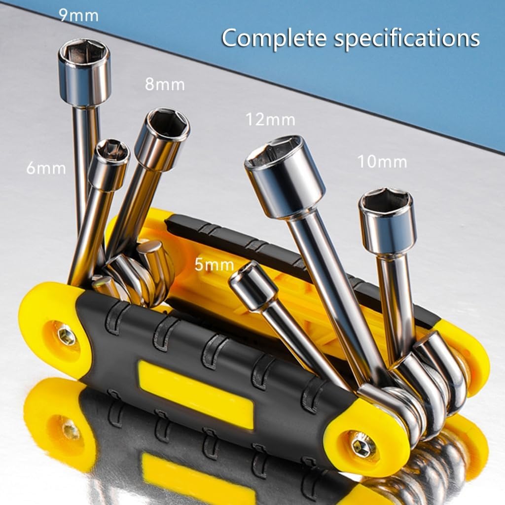 6 in 1 Folding Nut Driver Set Folding Wrenches 5mm 6.0mm 8mm 9mm 10mm 12mm