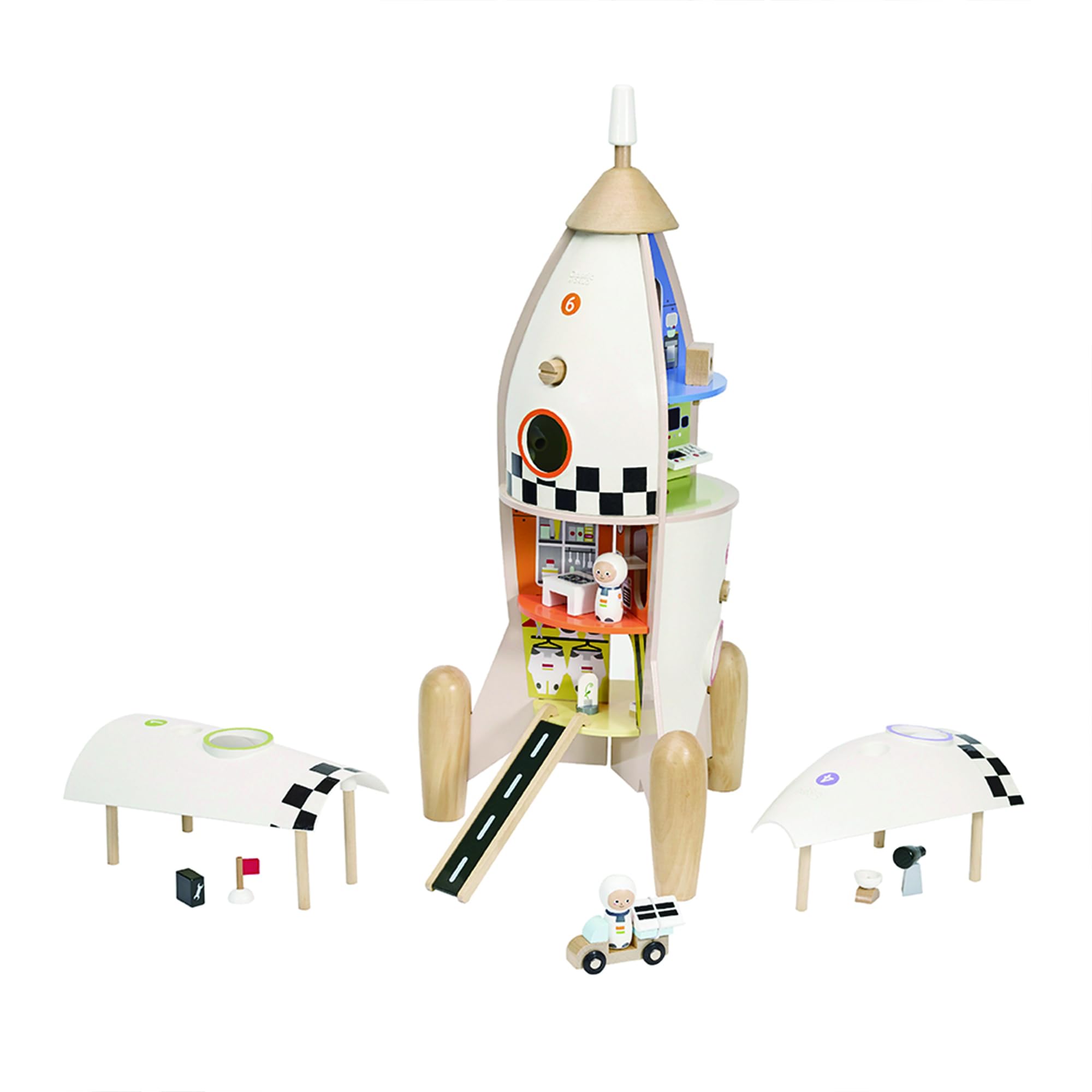Classic World Spielzeug Rakete ab 3 Jahren, 69 cm hohe weiße Kinder-Rakete 12 Räume | Kinderspielzeug für Jungs und Mädchen