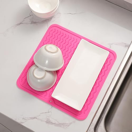 Miniatura 391 de Tapete de silicona para secado de platos para múltiples usos, fácil de limpiar, ecológico, resistente al calor, tapete de silicona para encimera