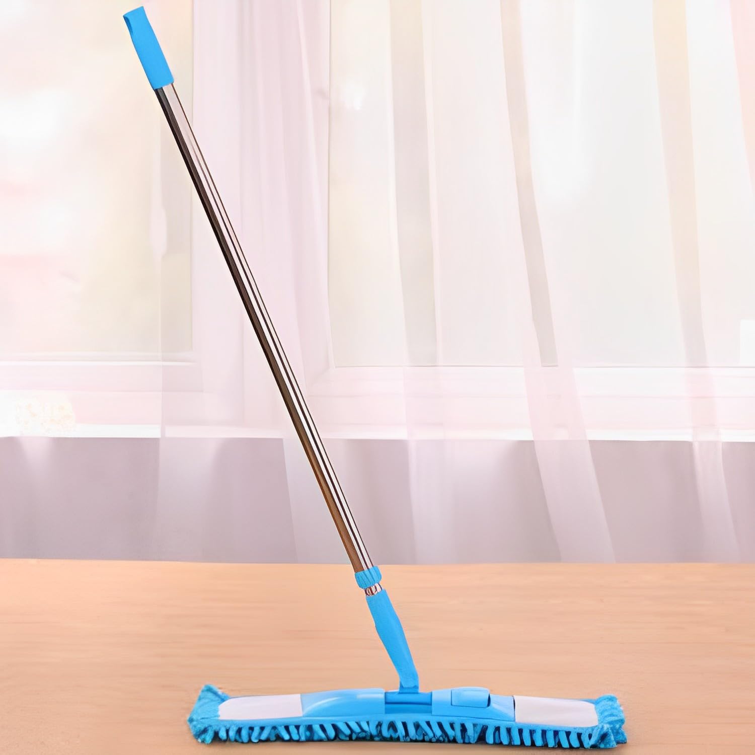 Kuber Industries Chenille +201 Stainless Steel Microfiber Wiper for Floor Clearing|Hypoallergenic Chenille Microfiber Mop|Bsj-001|Blue