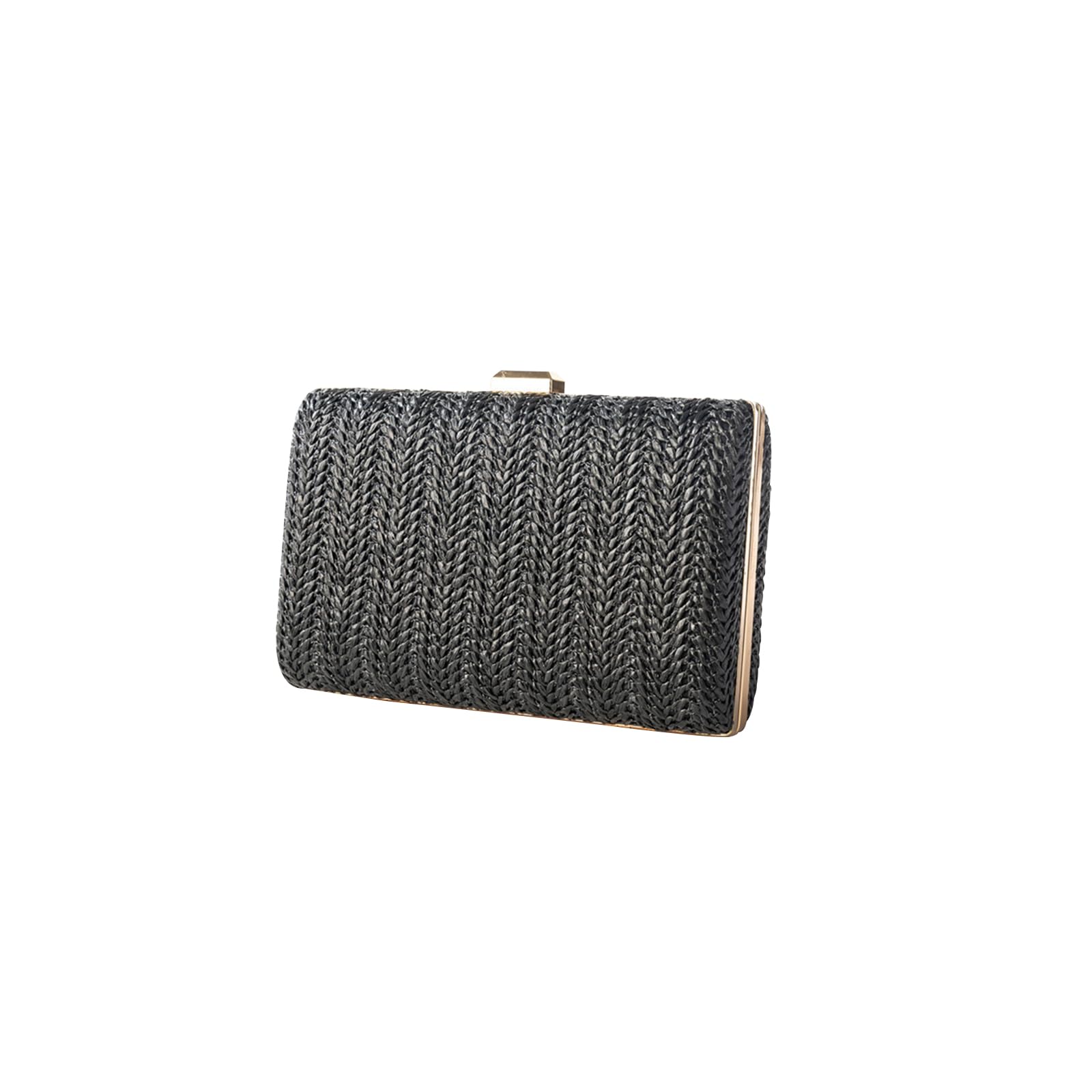 CORIOS Damen Strohtasche Abendtasch Frauen Gewebte Tasche Hochzeit Brautbörse Elegante Clutch Tasche Klein Tasche Formale Handtasche Schultertasche Luxuriös Umhängetasche für Bankett-Party Schwarz