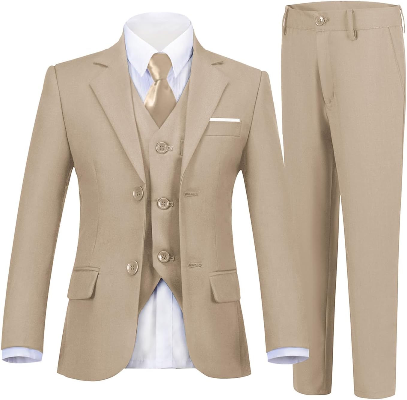Boys Slim Fit 5 Piece Formal Suit Set by DOISPON