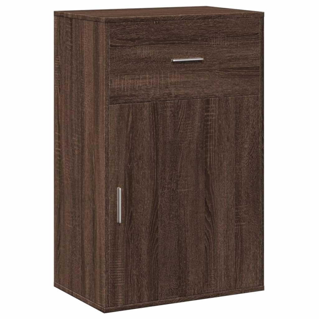 Aparador de madera marrón para salón con cajón organizador y estantes