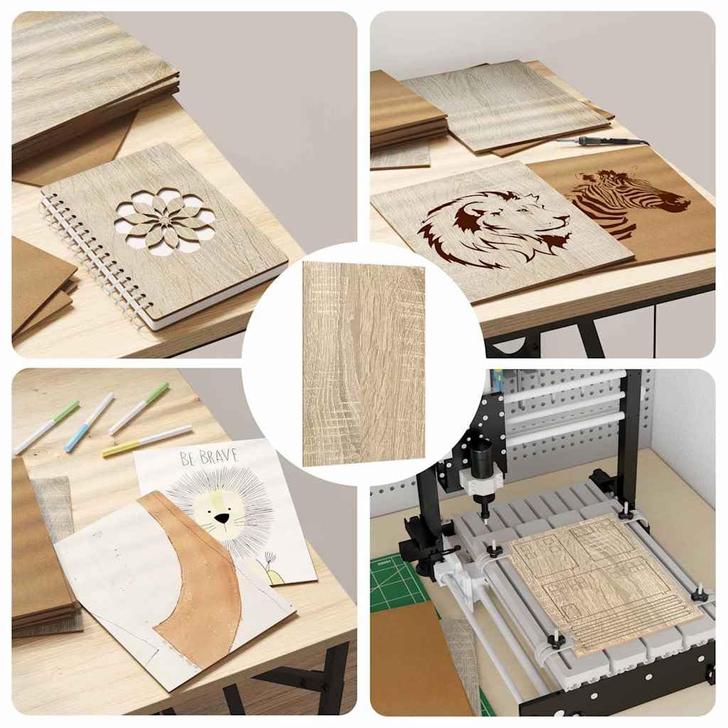 12 placas decorativas de roble Sonoma, 15 x 21 x 0,27 cm, madera para pintar y manualidades, moldes de madera para cumpleaños infantiles, juego de manualidades, placas de madera, letras, formas para