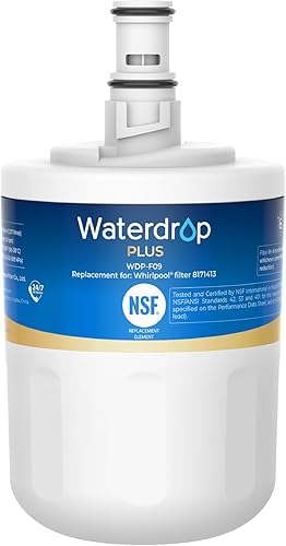 Waterdrop Plus 8171413 Filtro de agua para refrigerador, repuesto para Whirlpool® 8171413, 8171414, EDR8D1, Kenmore® 46-9002, certificado NSF/ANSI