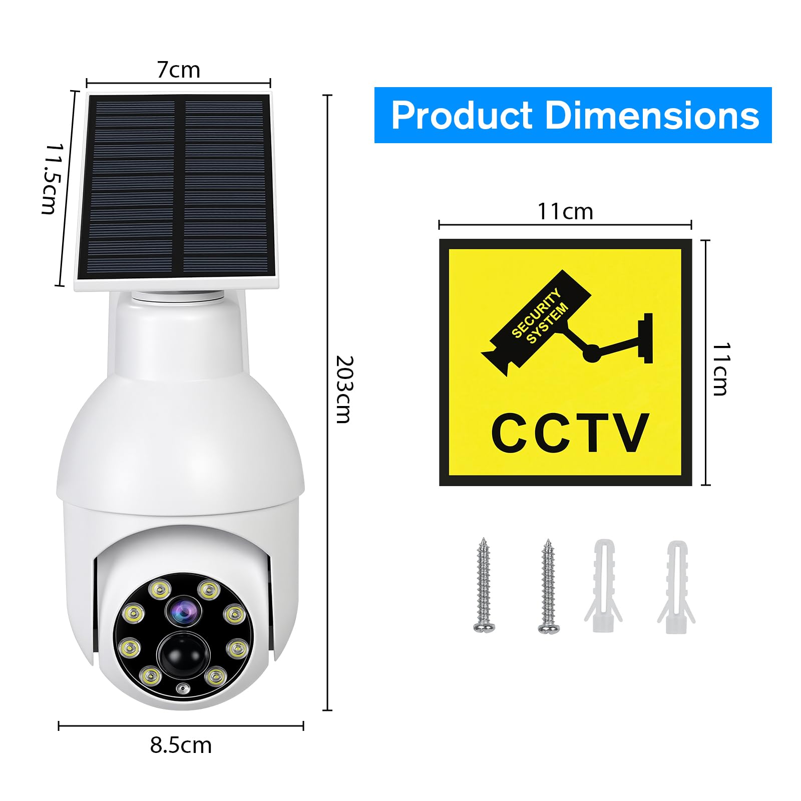 ERWEY Caméra factice solaire avec capteur et lumière rouge clignotante - Caméra de surveillance factice - Étanche IP54 - Pour intérieur et extérieur
