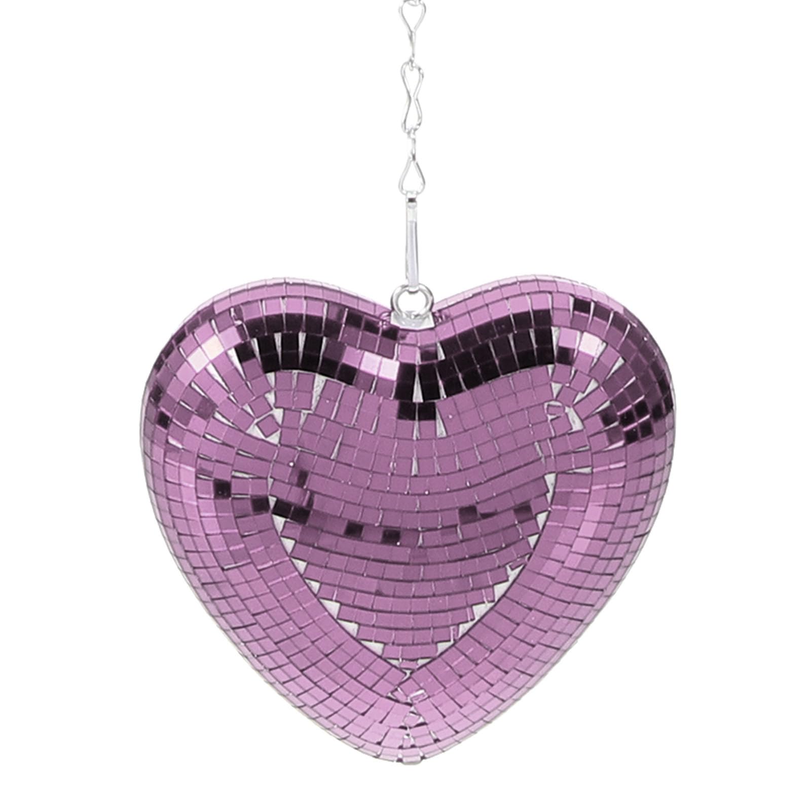 Garneck Disco ,Valentines Day Heart Shaped Disco Balls Mirror Disco Decor Heart Hanging Ornaments Tree Baubles for Valentines Day Wedding Party Supplies (Pink)