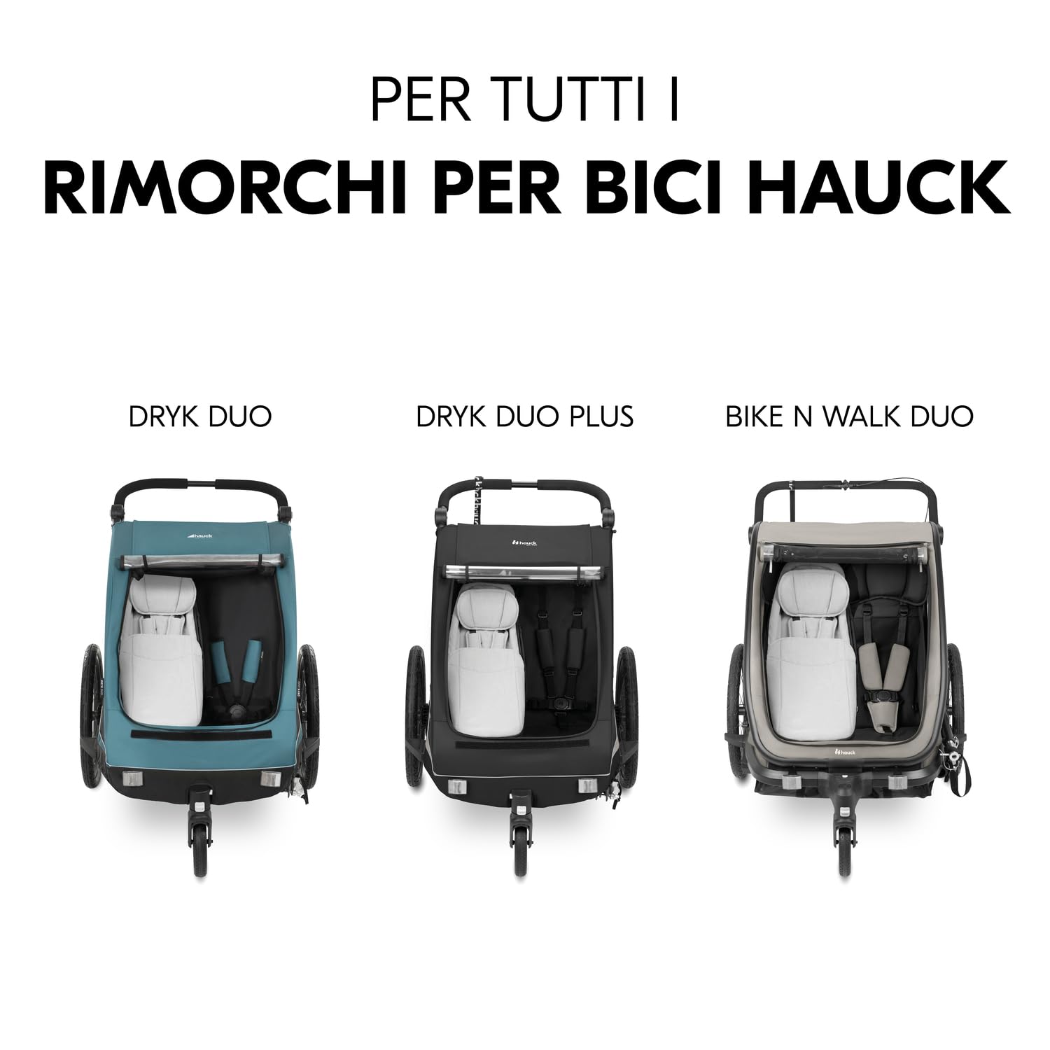 Hauck Baby Lounger 2 Grey Seggiolino Rimorchio Bici Dryk Duo Dryk Duo Plus Bike N Walk Duo 1-10 Mesi Max 75 cm 10 kg Cintura 5 Punti Poggiatesta Coprigambe