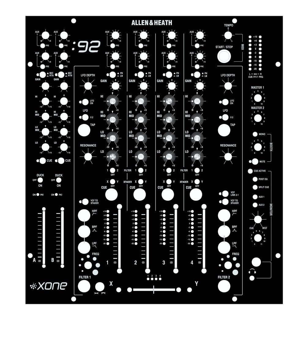 Protective Cover Skin for Allen &amp; Heath xone 92 Mixing Console Panel Film Sticker Colorful Stickers (Black)