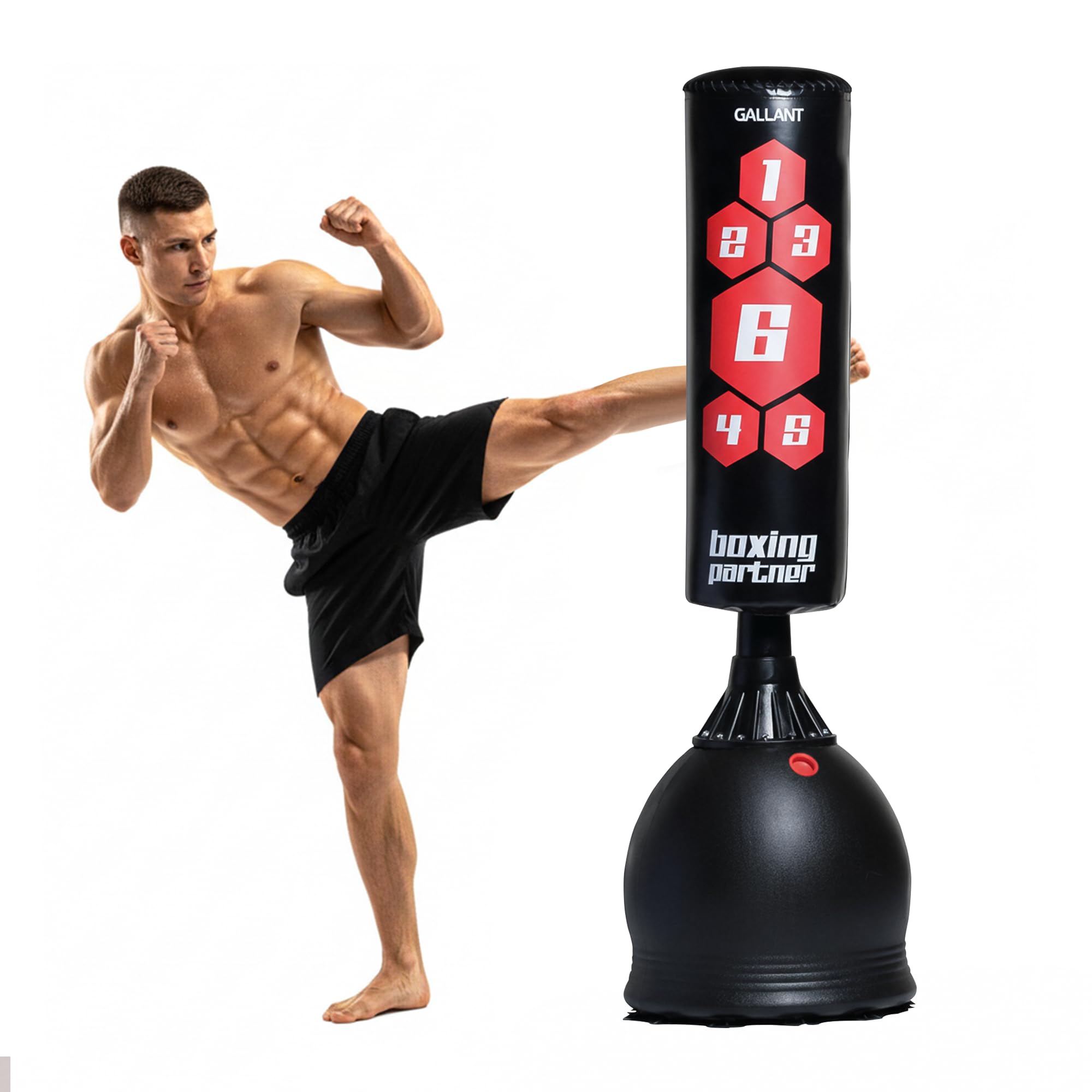 Gallant 5.5ft Free Standing Punch Bag-Heavy Duty Pedestal Stand Boxing Bag for Kickboxing Martial Arts MMA Dummy Muay Thai Home Gym Training Equipment for Men and Women
