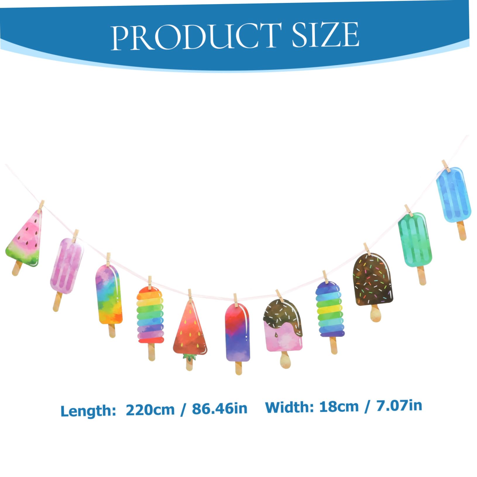 IMIKEYA Summer Wreath Banner Flags - Colorful Ice Cream and Popsicle Garland for Birthday and Hawaiian Party