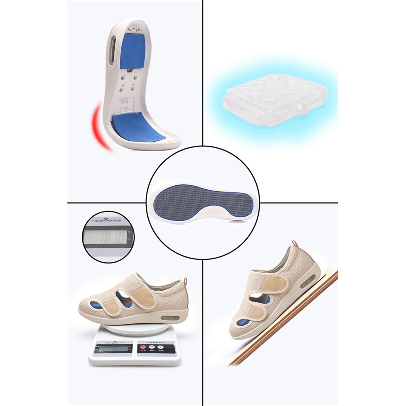 Zapatos para Diabéticos para Las Mujeres, Cierre Ajustable Ligero Transpirable, Pies Hinchados Verano Caminar Edema Zapatillas De Deporte