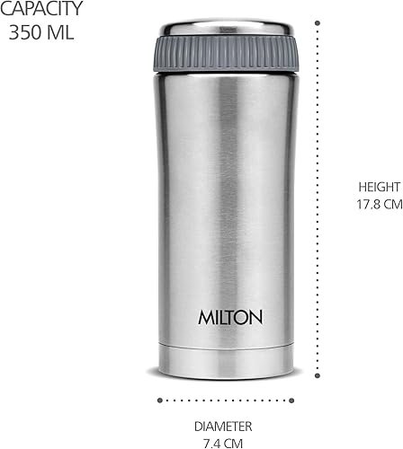 Miniatura 6 de Milton Thermosteel Optima 350 - Termo aislado al vacío de doble pared, 12 onzas, para bebidas calientes y frías durante largas horas, acero