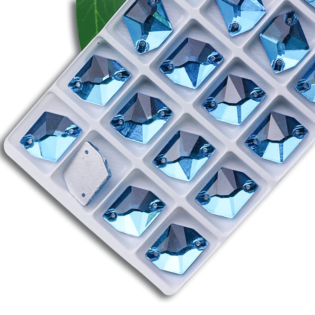 Sew on Rhinestones, Flatback Sewing Gems with Holes, Acrylic Glass Sewing Crystal Stone, for Clothes Wedding Dress Decorations DIY Crafts (Blue)