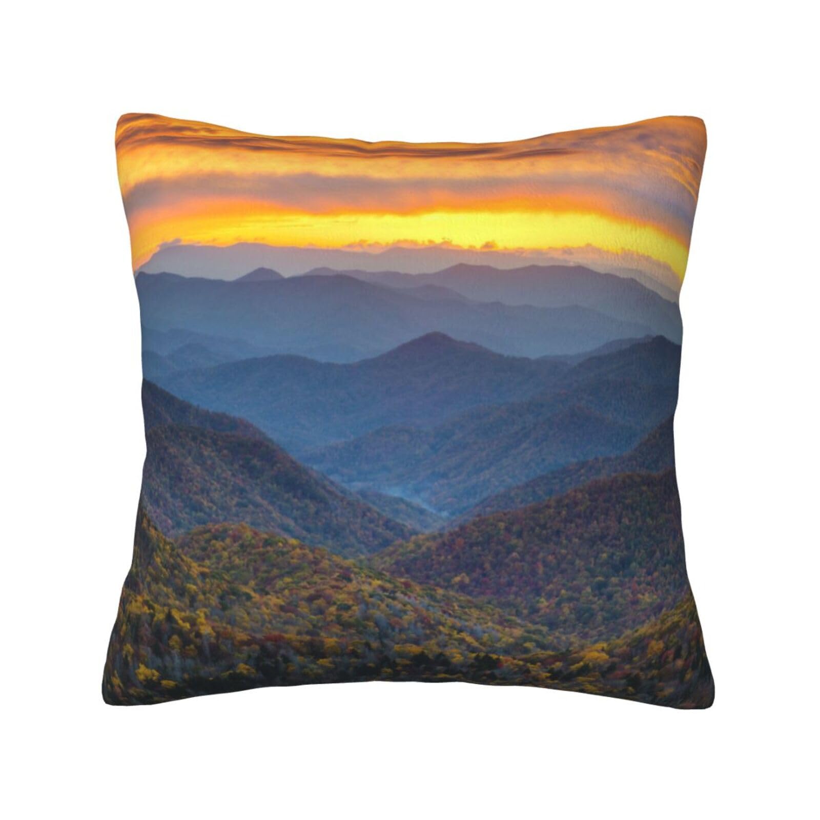 Blue Ridge Parkway Mountains Print Velvet Pillowcase Covers Home Decor,For Bed, Sofa And Living Room Cushion Covers And Many Other Occasions Square Pillow 20"X20"
