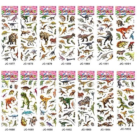 VEYLIN 14 Sheets Dinosaur Stickers for Kids, 220 Pcs+ Different Dinosaur Stickers for Dinosaur Party Supplies Favors, Birthday Party Supplies, Reward Stickers Cover