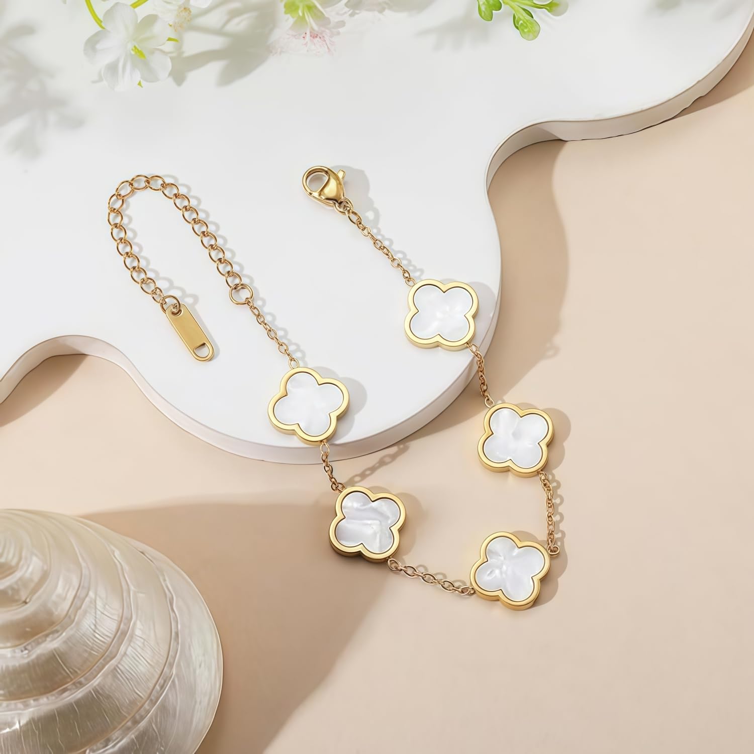 Regalos Originales para Mujer Pulsera Trébol 4 Hojas Acero Inoxidable Regalos Mujer Cumpleaños Dia de la Madre San Valentin Navidad regalo Amiga Madre Hermanas Novia - 2