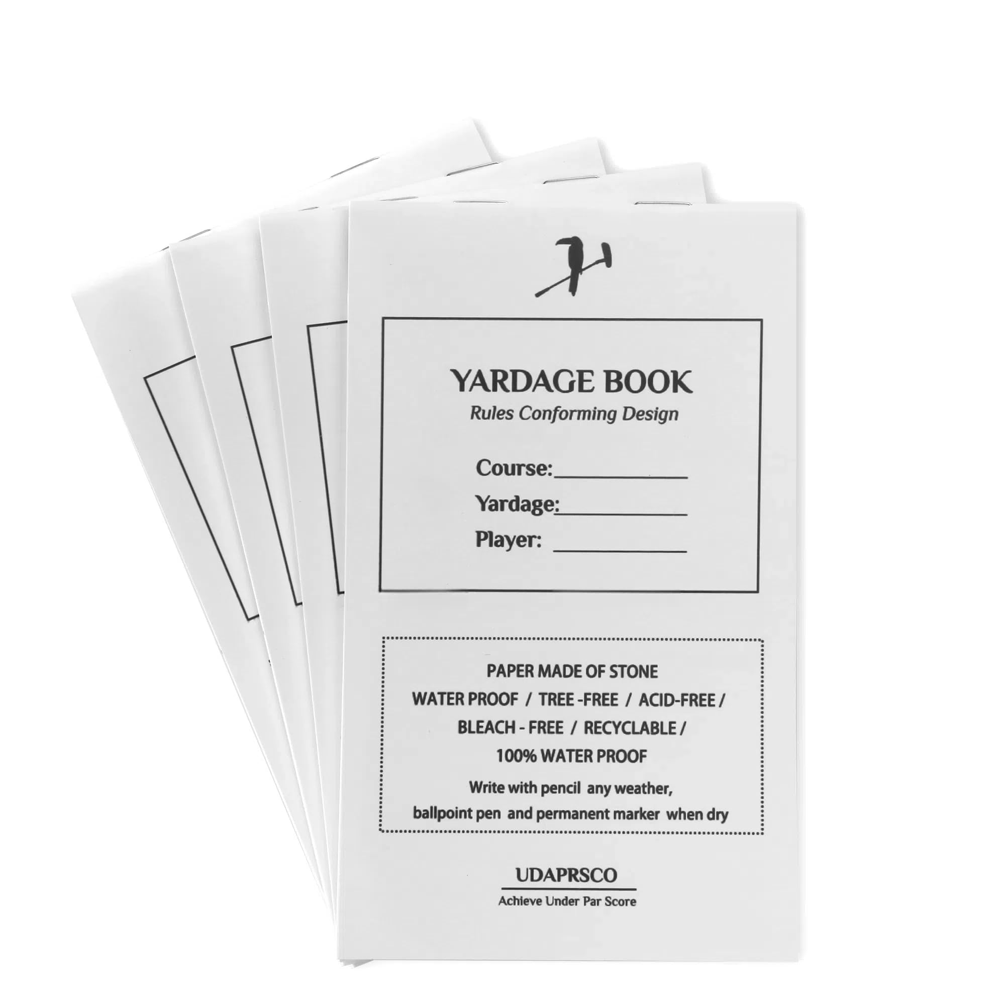 Blank Golf Yardage Book (4-Pack) – Waterproof Stone Paper Notebook for Tournament Strategy & Course Mapping – 4" x 6.5" Tear-Resistant Journal for Juniors & Pros – Fits Standard Holders