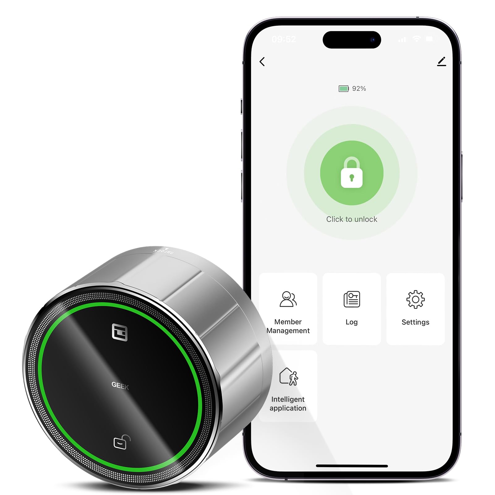 GeekTale Keyless Entry Door Lock Smart Lock with App, Fixs Your Existing Regular Deadbolt, Auto Unlock, Easy Install, Silver