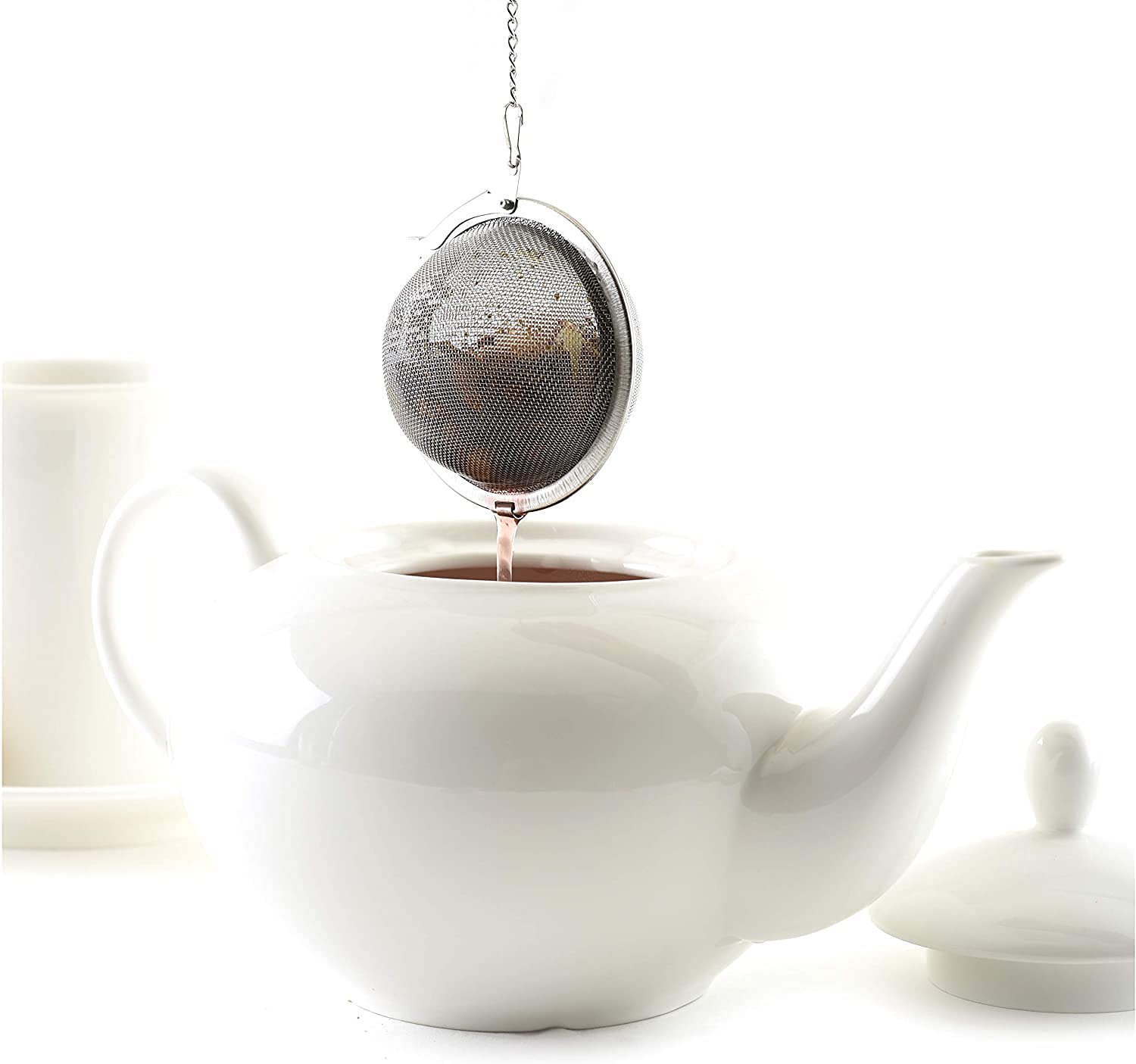 NAIDEV 3 PCs Stainless Steel fine mesh Seasoning Ball Kitchen Soup Spice stew Filter Kitchen Tool Metal Tea Bag Tea Ball (3 PCs Round Shape) 4