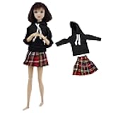 1/6 Doll Clothes for 11.5inch Girl Doll Outfits Top Hoodies Pleated Skirts Cosplay Students Clothing Dolls Accessories (Style C)