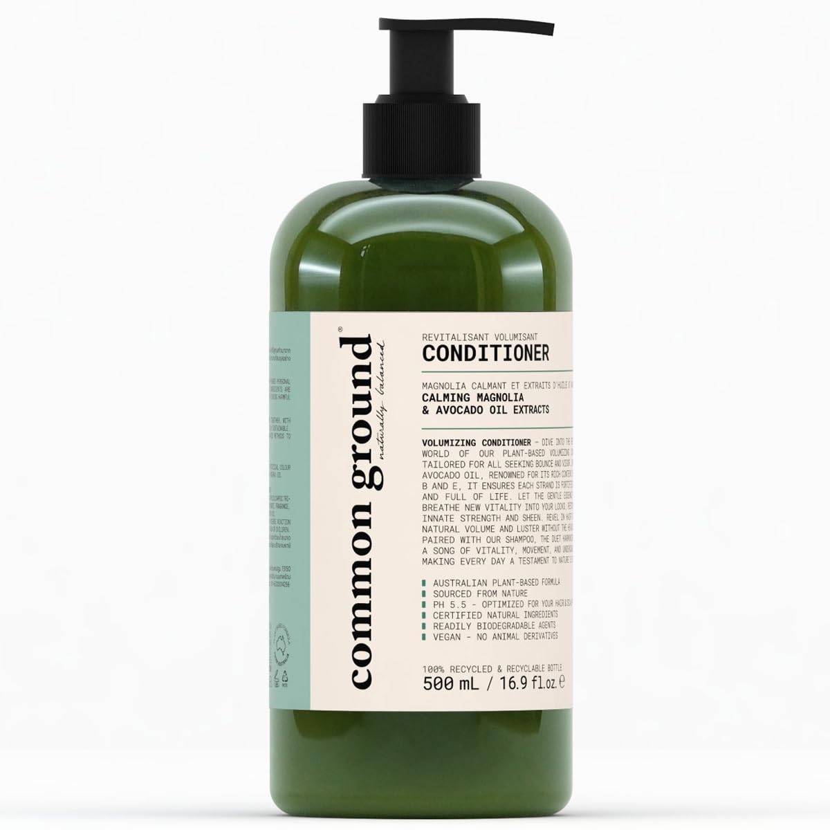 COMMON GROUNDNatural Conditioner; Paraben and Cruelty Free, Organic, Vegan, Plant-Based Formula, Botanical Scent and Avocado Oil Extract, for Men and Women (1 x 16.9 fl oz Conditioner Only)