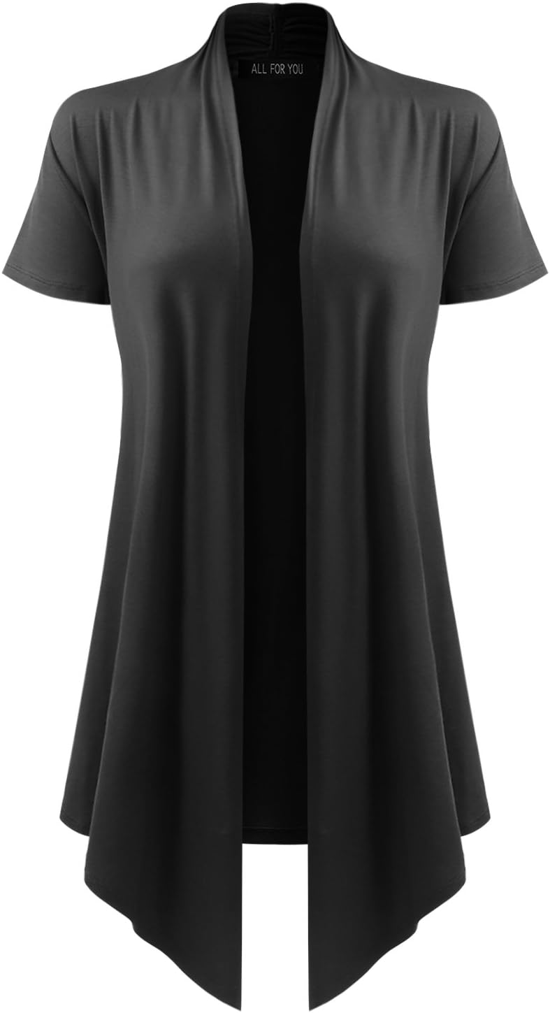 Women's Open Front Short Sleeve Cardigan (S-3XL)