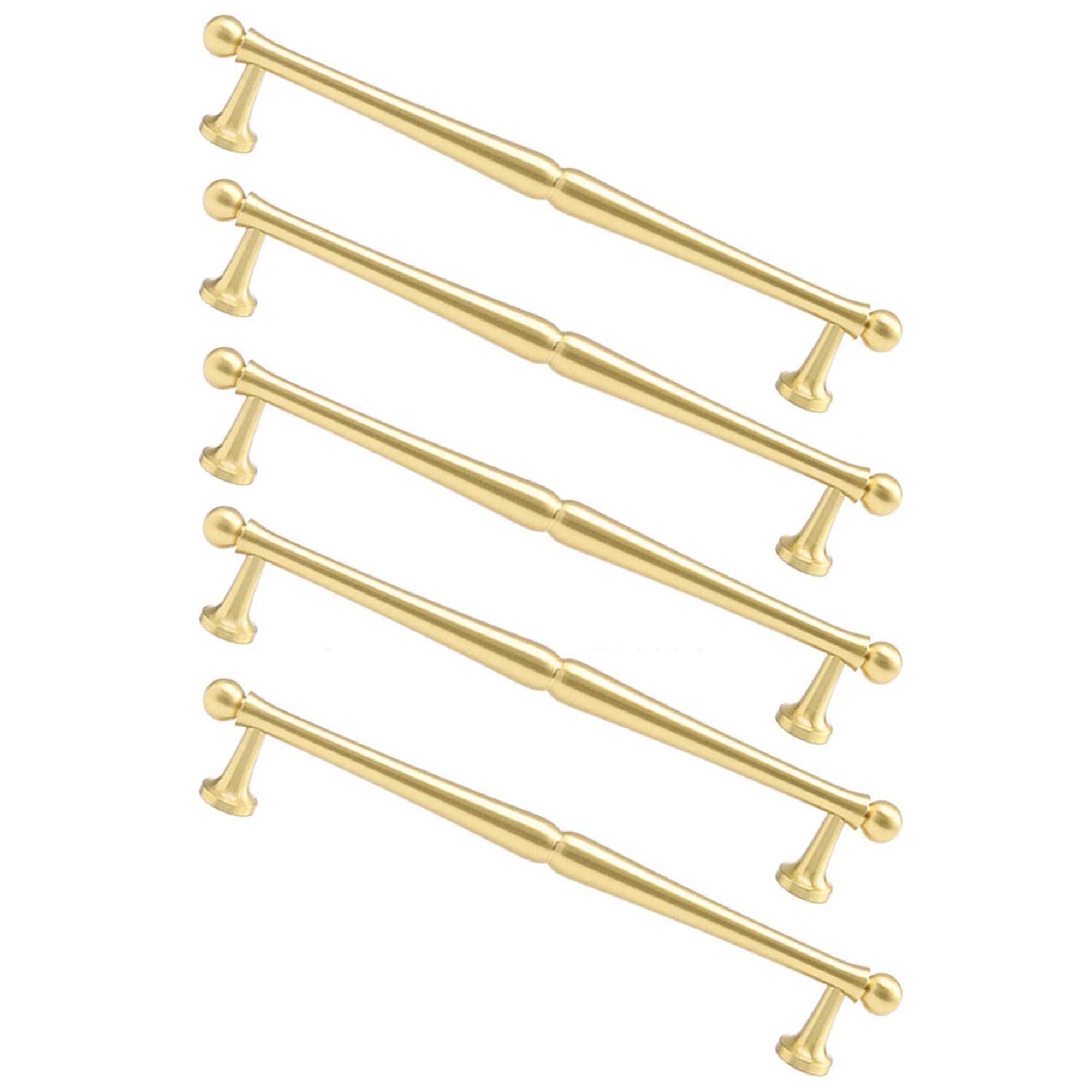 Tiradores para gabinetes, Paquete de 5 Tiradores Dorados para gabinetes, centros de Orificios de 128 mm, Tiradores de latón Modernos para cajones, herrajes Resistentes para Muebles de cocin