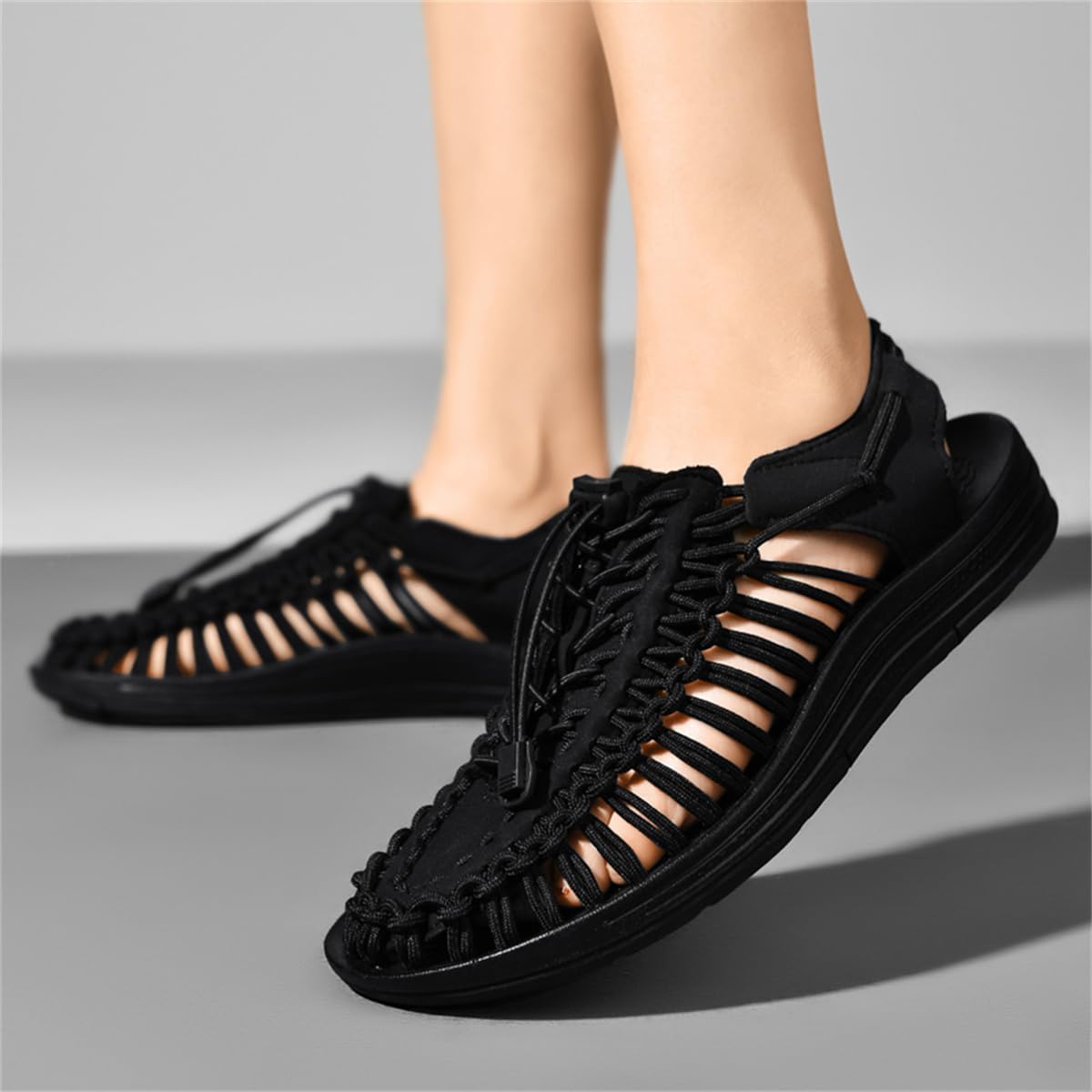 Sandalias deportivas de cuerda para hombre, zapatos de pescador de verano, sandalias tejidas a mano, cómodas y ligeras, sandalias de playa con cordón
