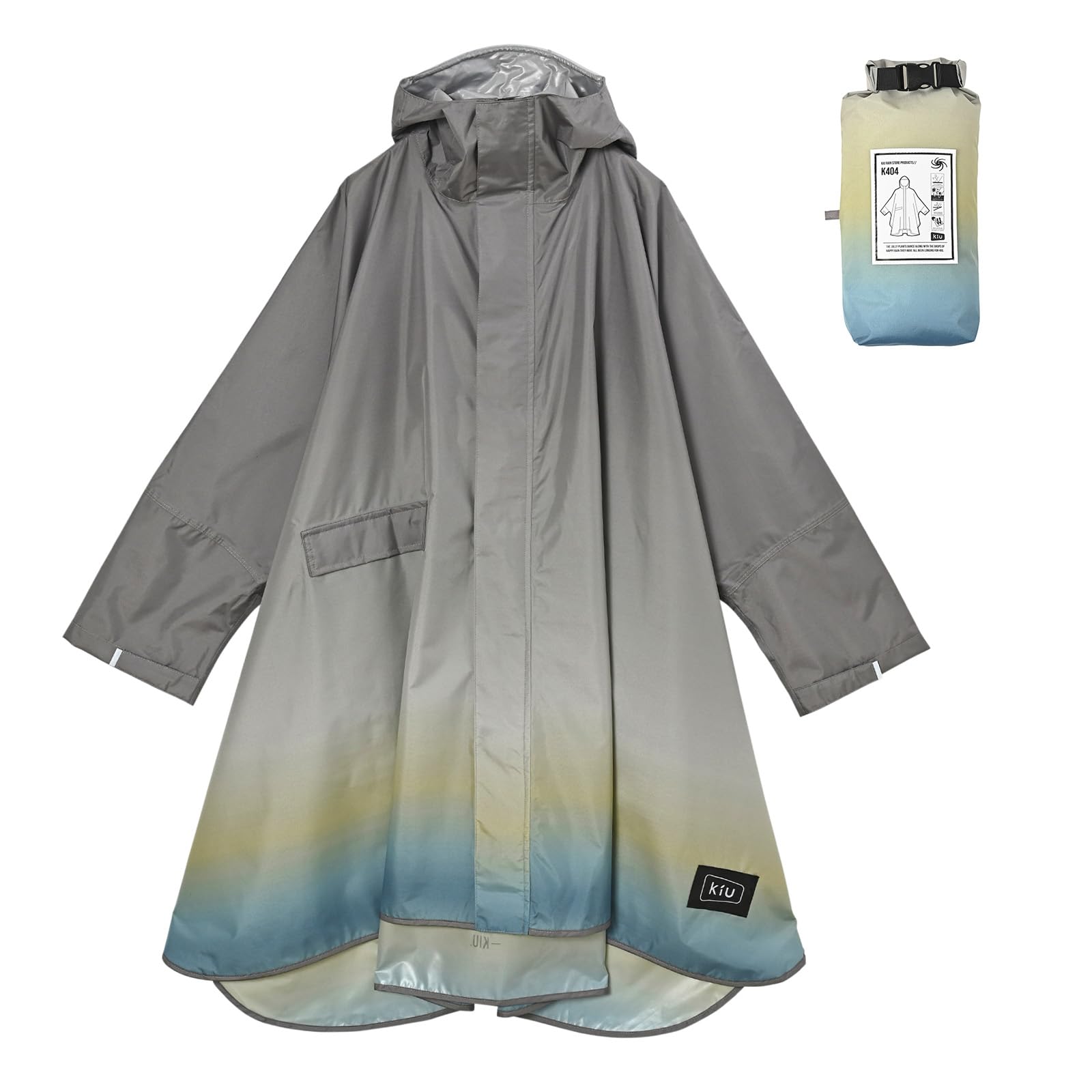 [キウ] スタンダードレインポンチョ 2ND STANDARD RAIN PONCHO - 2ND 防水 撥水 はっ水 耐水 豪雨対応 雨対策 大雨 台風 梅雨 レインコート スリーブポンチョ 雨具 雨ガッパ 雨合羽 袖付き 収納袋 ポケット おしゃれ かわいい 通勤 通学 自転車 アウトドア フェス ユニセックス メンズ レディース 男女兼用 グラデーションベージュ K404-266
