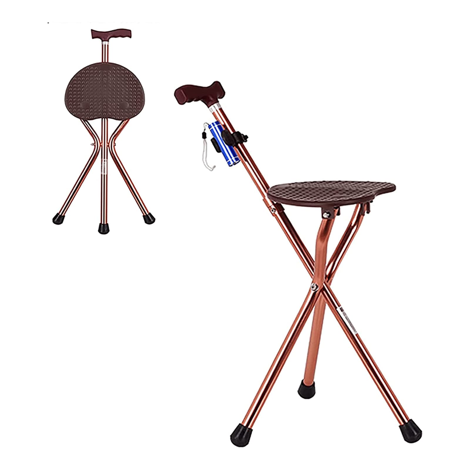 PAASHE Stampelle per Anziani Sedie Bastoni da Passeggio a Tre Gambe Ausili per la deambulazione con sedili Bastoni da Passeggio Bastoni Pieghevoli Regolabili in Alluminio
