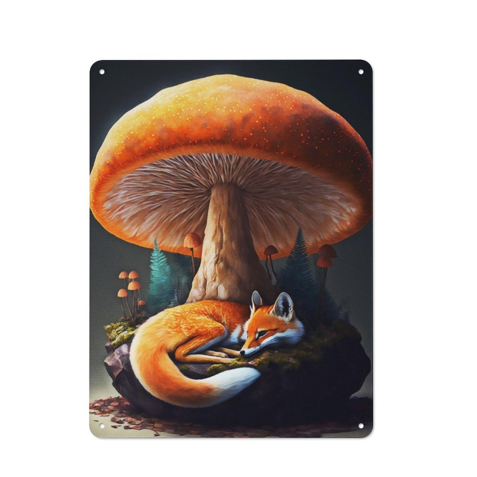 Junmoney Fox Forest House For Lounge Or Reading Corner, Rustic Tin Sign 40X30cm, For Home Interiors, Feature Walls And Decorative Displays