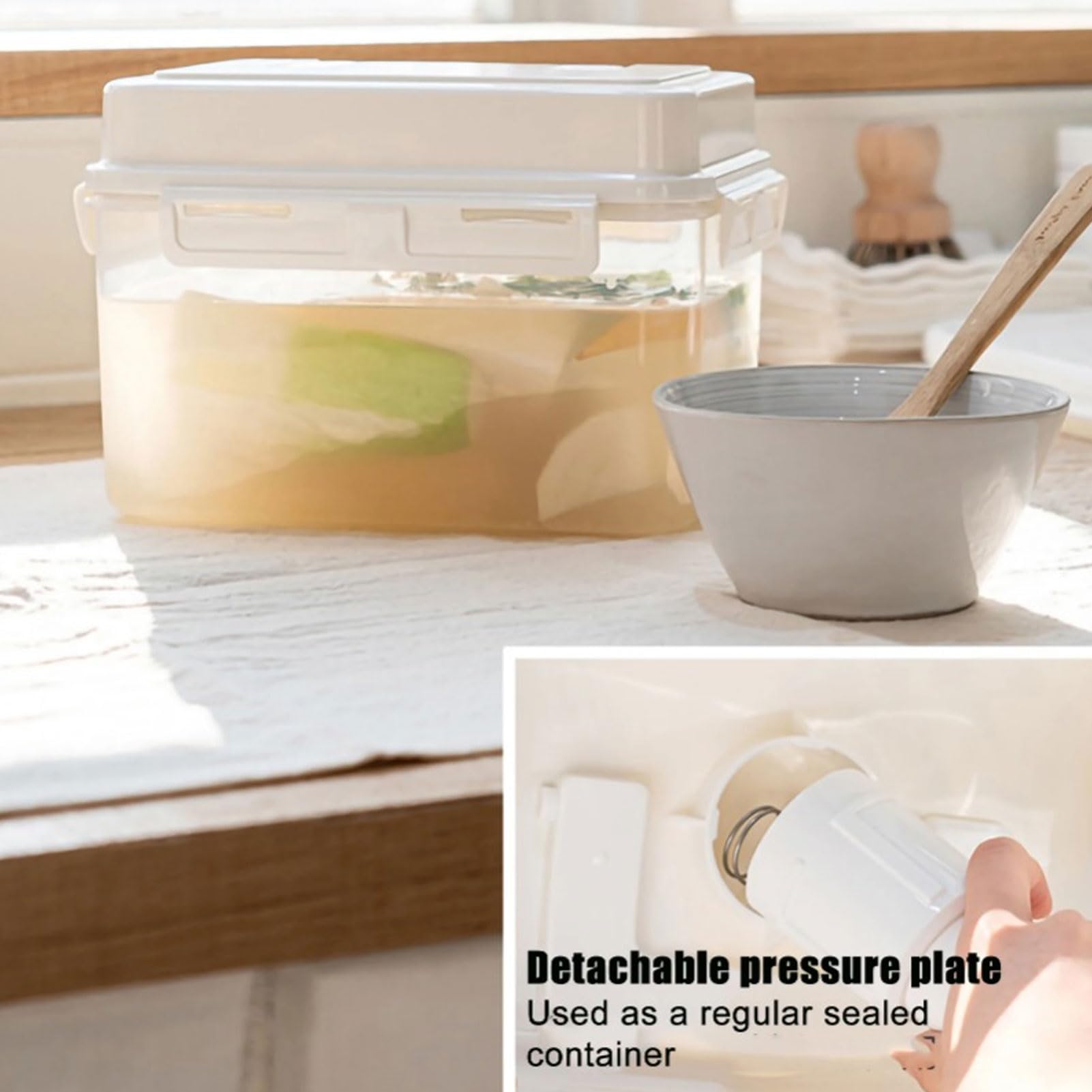 Containers | Containers | Box, 4/5L Airtight Box Fermentation Container with Handle and Lid | Clear Press Fermentation Storage Container, Retaining Fresher Flavor