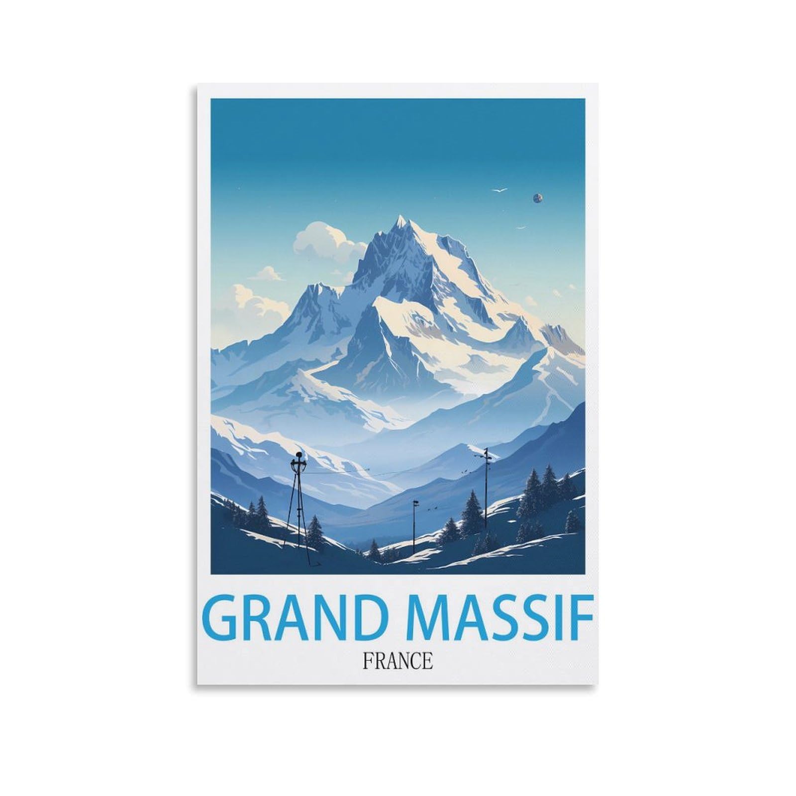 Vintage Metal Tin Signs Grand Massif France Metal Wall Art Bar Sign for Kitchen Pubs Coffee Metal Wall Decoration 20x30cm