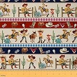 Feelyou Western Decor Fabric by The Yard Kids 1 Yard Wild West Cowboy Upholstery Fabric for Chairs Rodeo Cowboy Style Ative Waterproof Outdoor Fabric Grunge Design Reupholstery Fabric Decor Horse