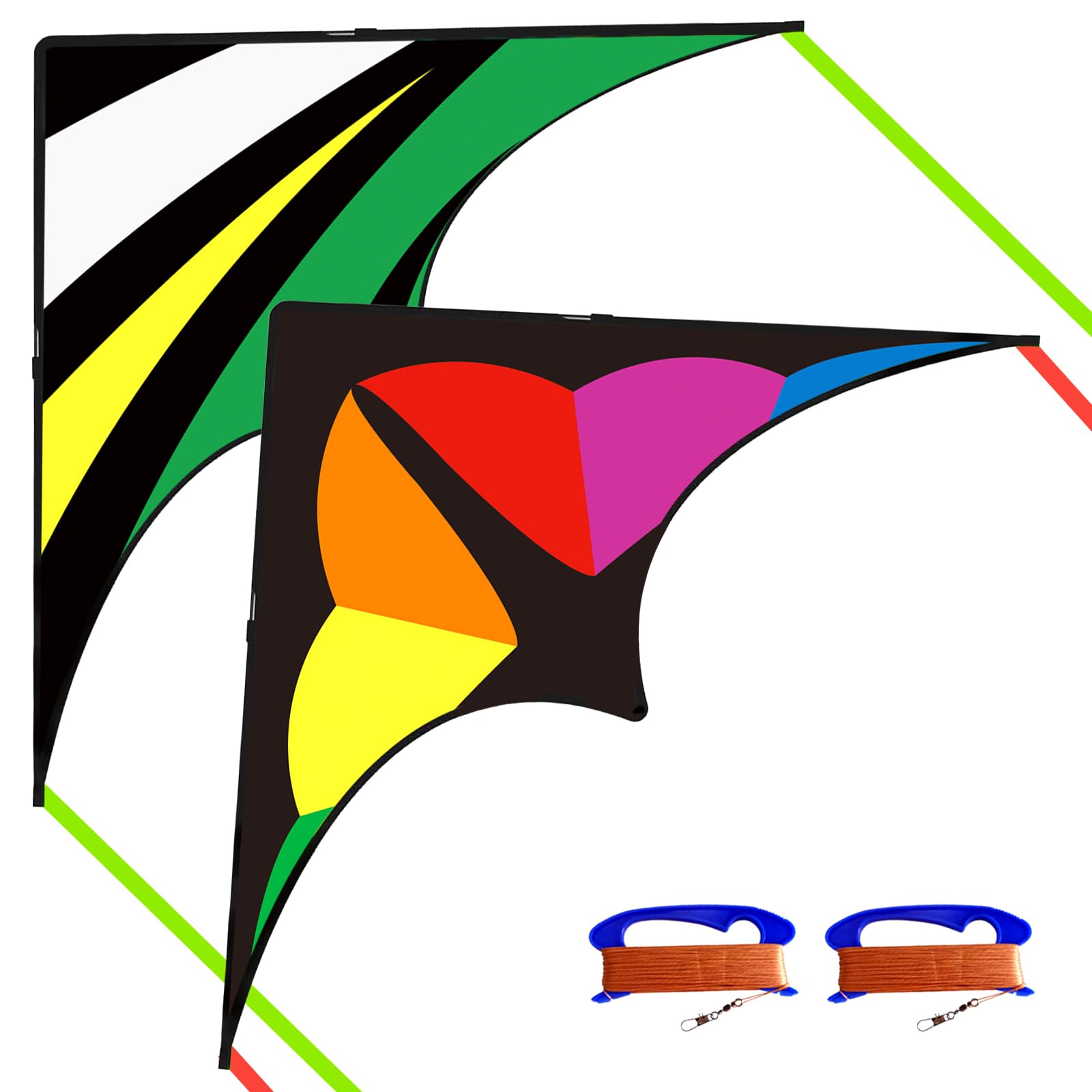 Beach Delta Kites for Adults, Extremely Easy to Fly for Beginners(60''X30''), Large Single Line Kites for Kids Ages 4-8, 8-12, Come with 300 FT String Kite Handles.