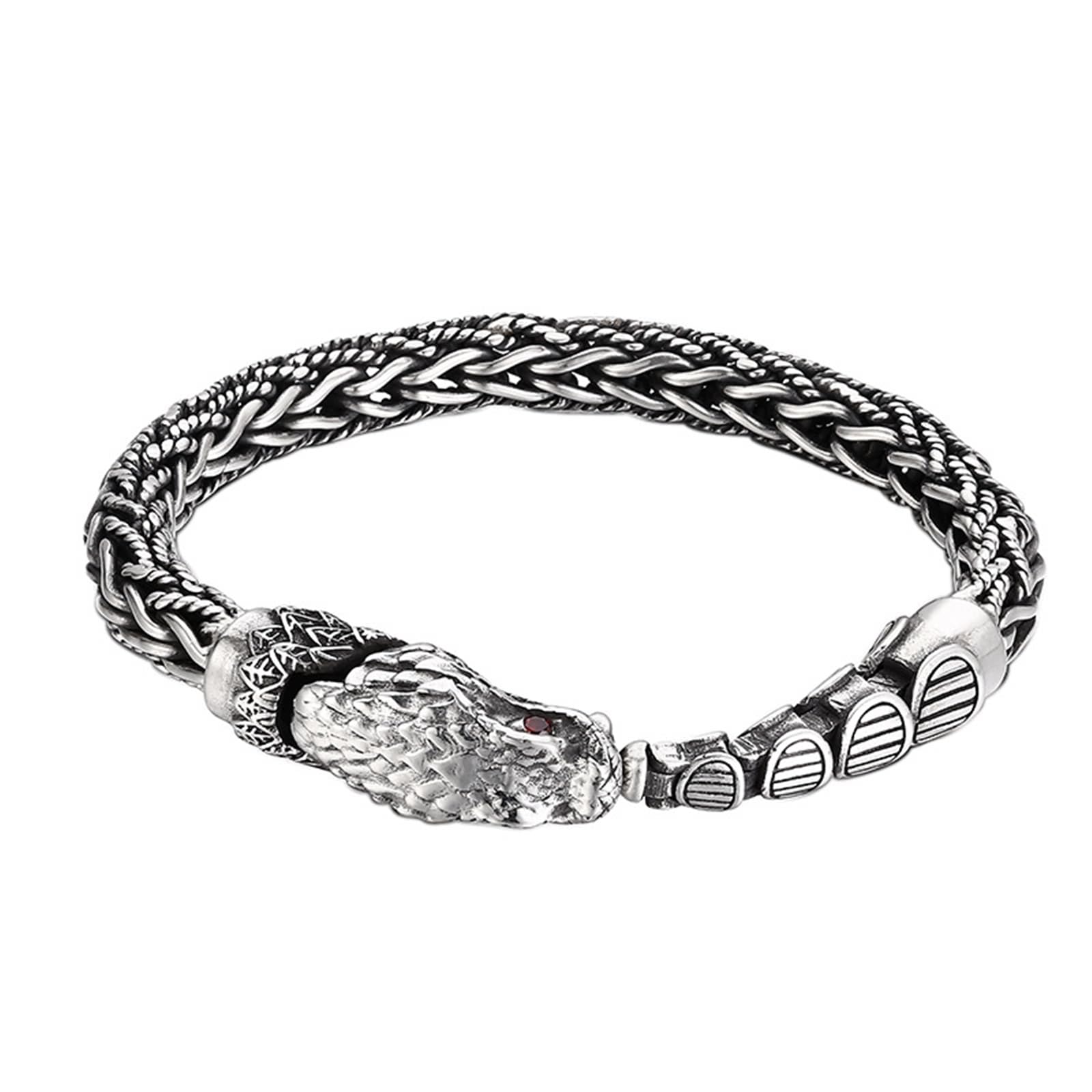 Epinki Armband Sterling Silber S925 Herren Schlange Welle Kette Armreifen