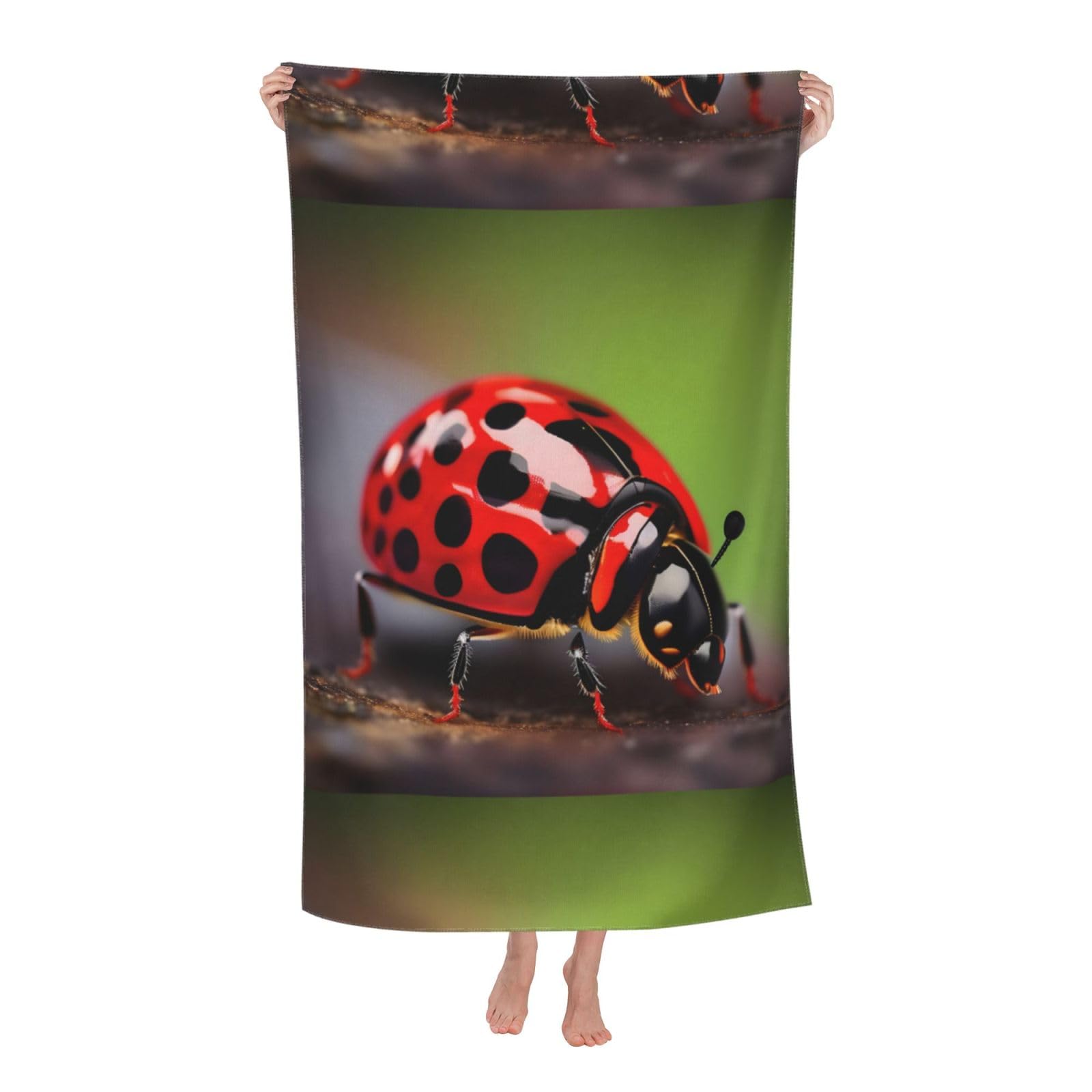 Cbaaghh Red Ladybug Pattern Print Adult Beach Towels,Beach & Pool Towel,Beach Towels,Towels For Camping