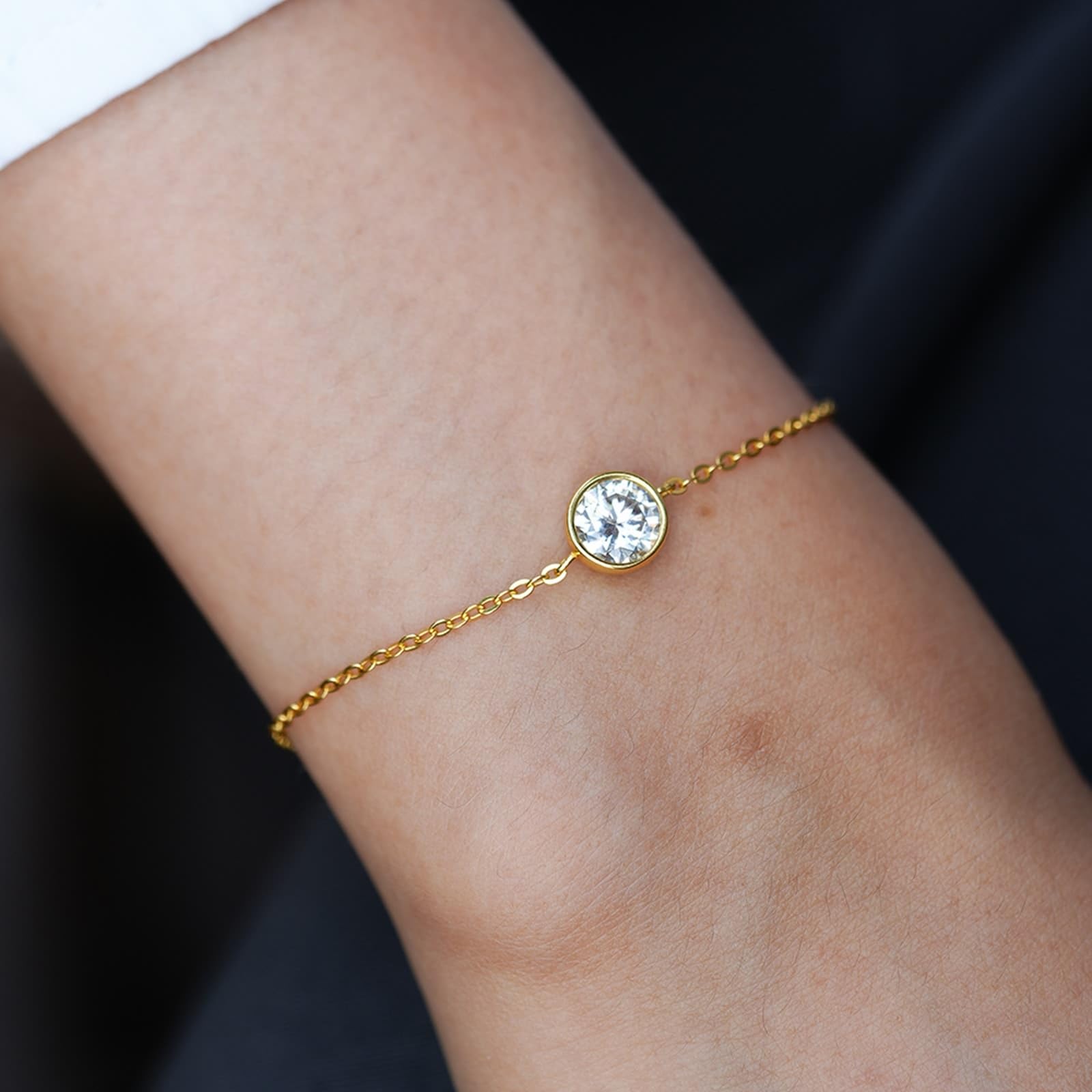 Pulseras de mujer de oro Au 375/585/750, clásico brazalete pequeño para mujer con laboratorio creado con diamante de joyería auténtica, brazalete de oro amarillo de 9 K/14 K/18 K