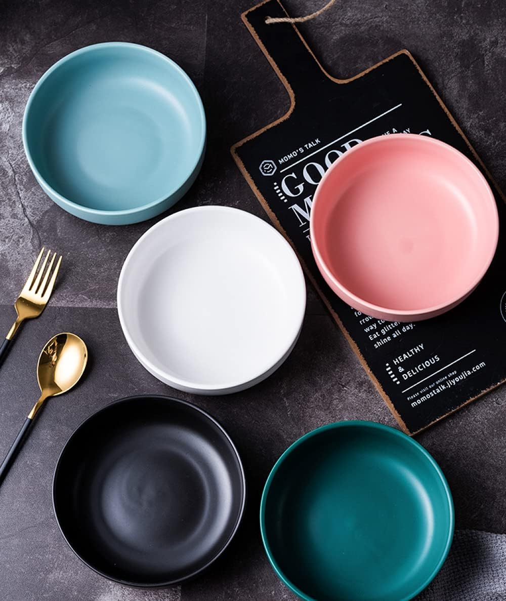 6 Pieces Ceramic Soy Dipping Dish Matte Porcelain Sushi Sauce Plate Mini Side Seasoning Bowl Creativity Salad Breakfast Bowl-Pink(Green)