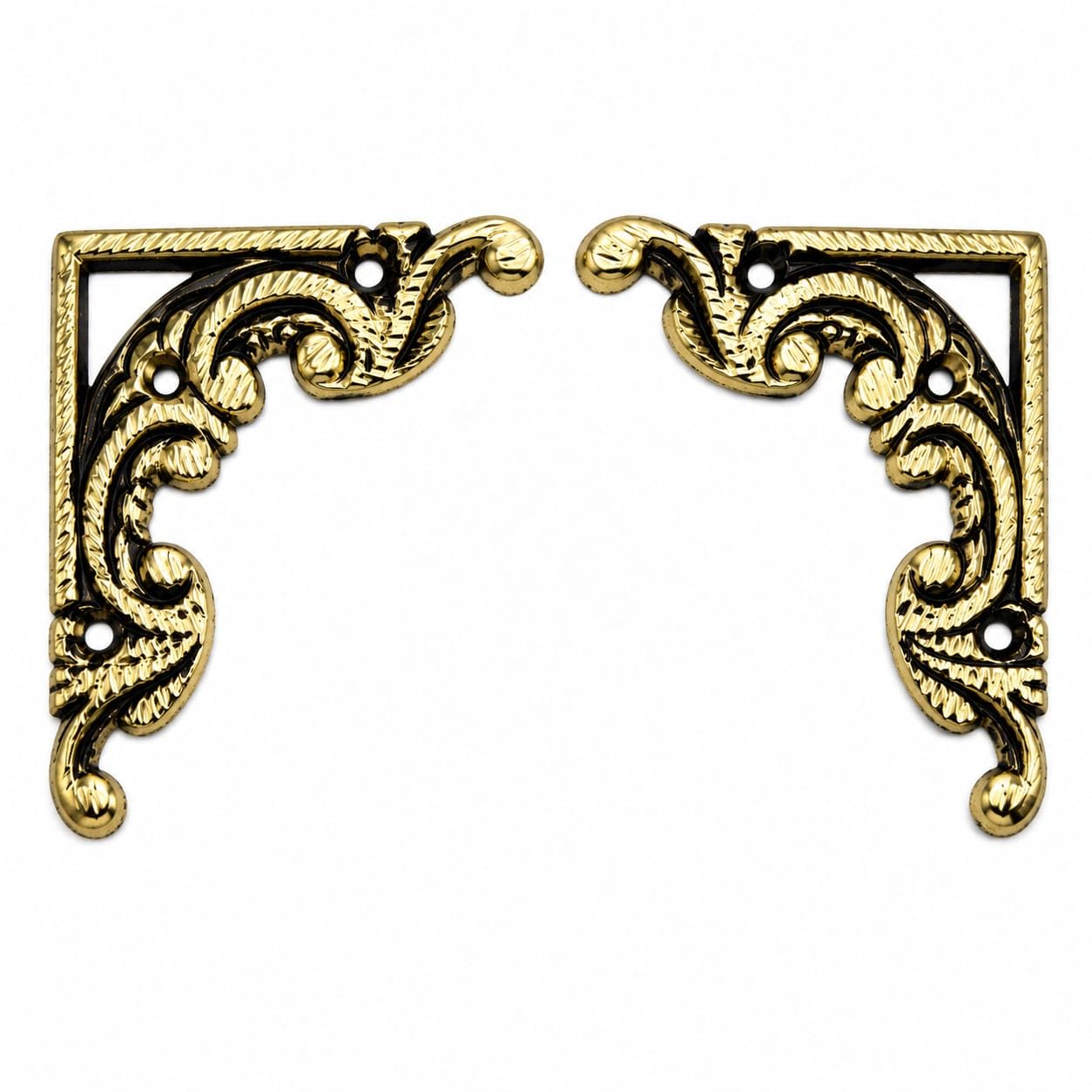 Brass Door Corner L Shape Decorative Bracket 3.75 Inch Pack of 2 | Gold Finish, Ornate Floral Design, Screw-Fix Mount, Main Door Accent, Antique Style-image-47