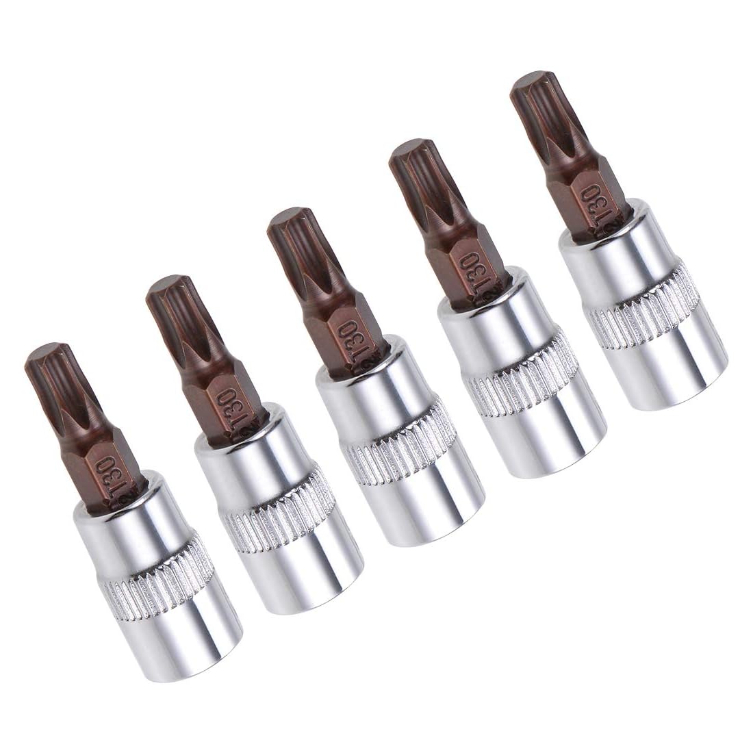 TA-VIGOR 5Pcs Torx Bit Socket, 1/4" Drive x T30 CR-V Key Socket, Premium S2 Steel Bits, Torx Bit with 38mm Length for Ratchet Wrench, Torque Wrench, Slide Bar, Impact Power Drills