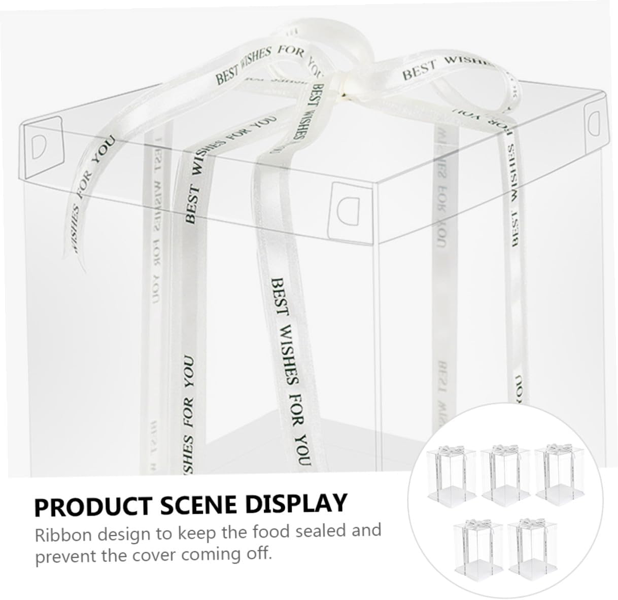 Zerodeko 5pcs Transparent Cake Storage Containers Baking Dessert Boxes with Elevated Design for Birthday Party Shower Wedding Display