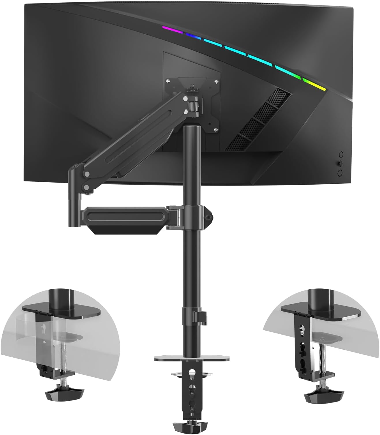 Pholiten Premium Single Monitor Arm for 13-32 Inch Computer, Holds 22 lbs,Gas Spring Monitor Stand for Desk with Swivel/Tilt/Rotation, VESA 75/100mm, Black