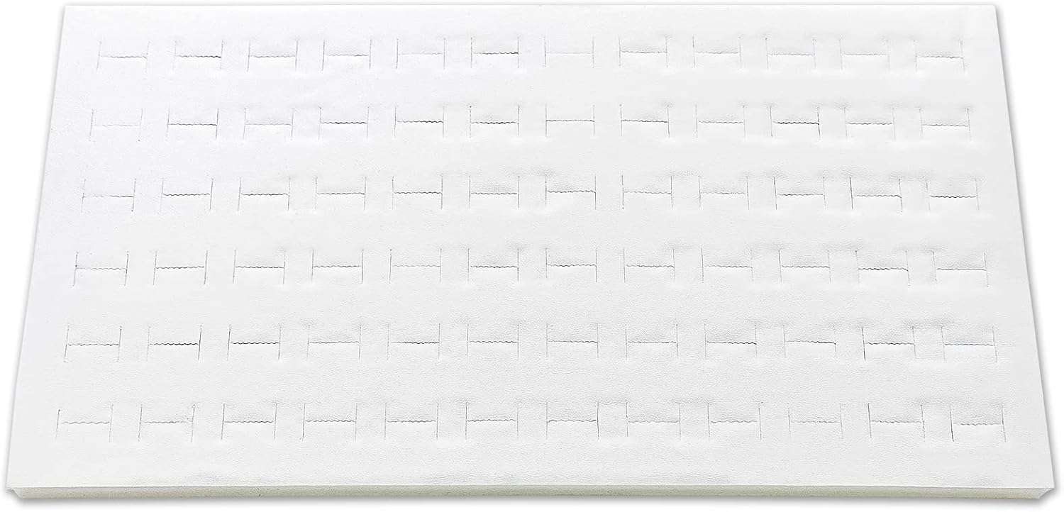 6-Pack Jewelry Display Foam Pad, Tray Insert - 72 Rings Holder Slots - White Leatherette (14x7 Full Size) by TheDisplayGuys