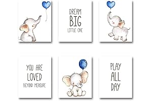iMagitek Blue Elephant Nursery Wall Decor
