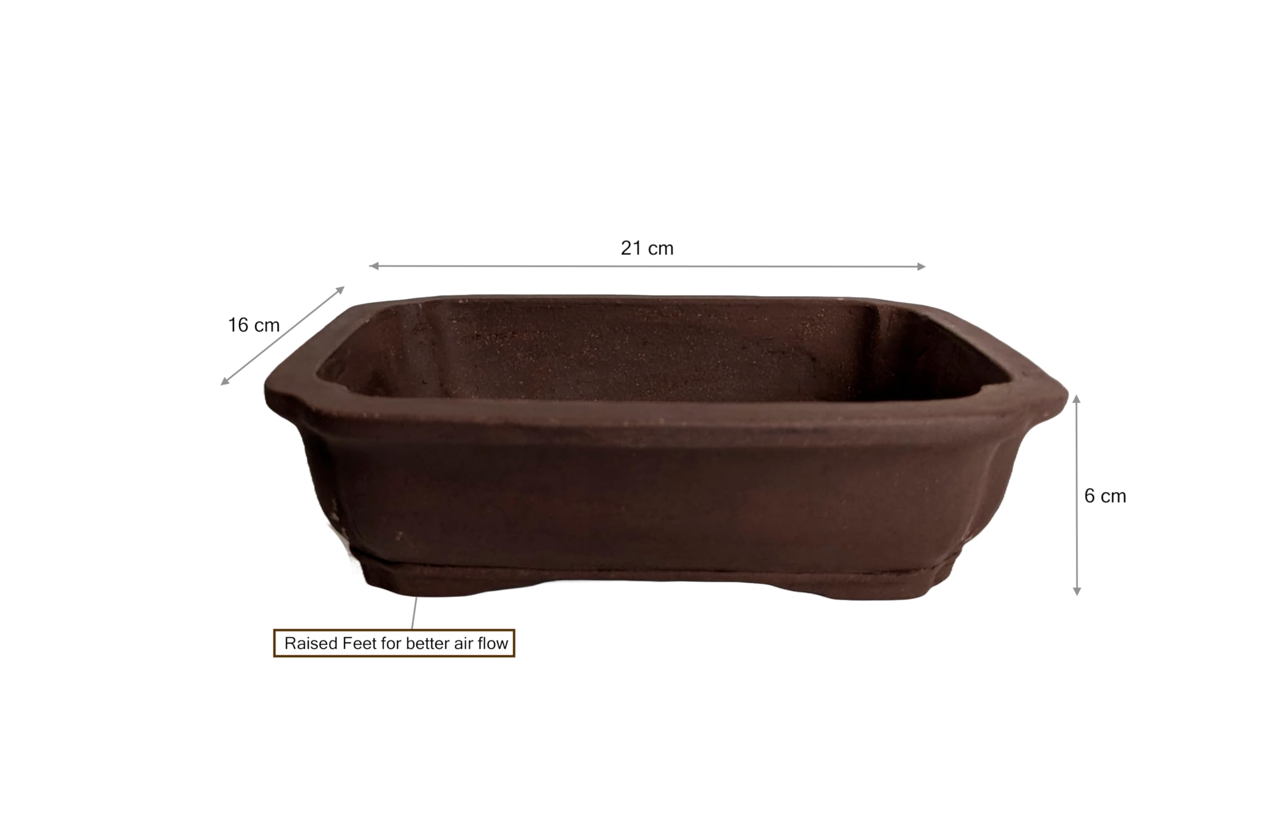 Macetas para bonsái de cerámica sin esmaltar (diseño 1, 20 cm)