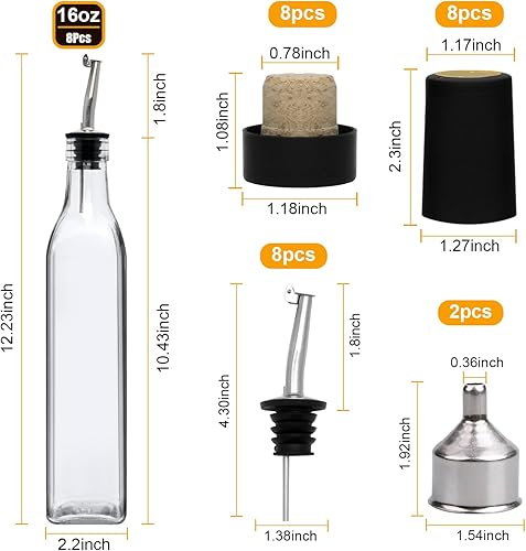 Miniatura 2 de Paquete de 8 botellas dispensadoras de aceite de oliva de 17 onzas, dispensador de aceite para cocina, dispensador de aceite de cocina, botella de
