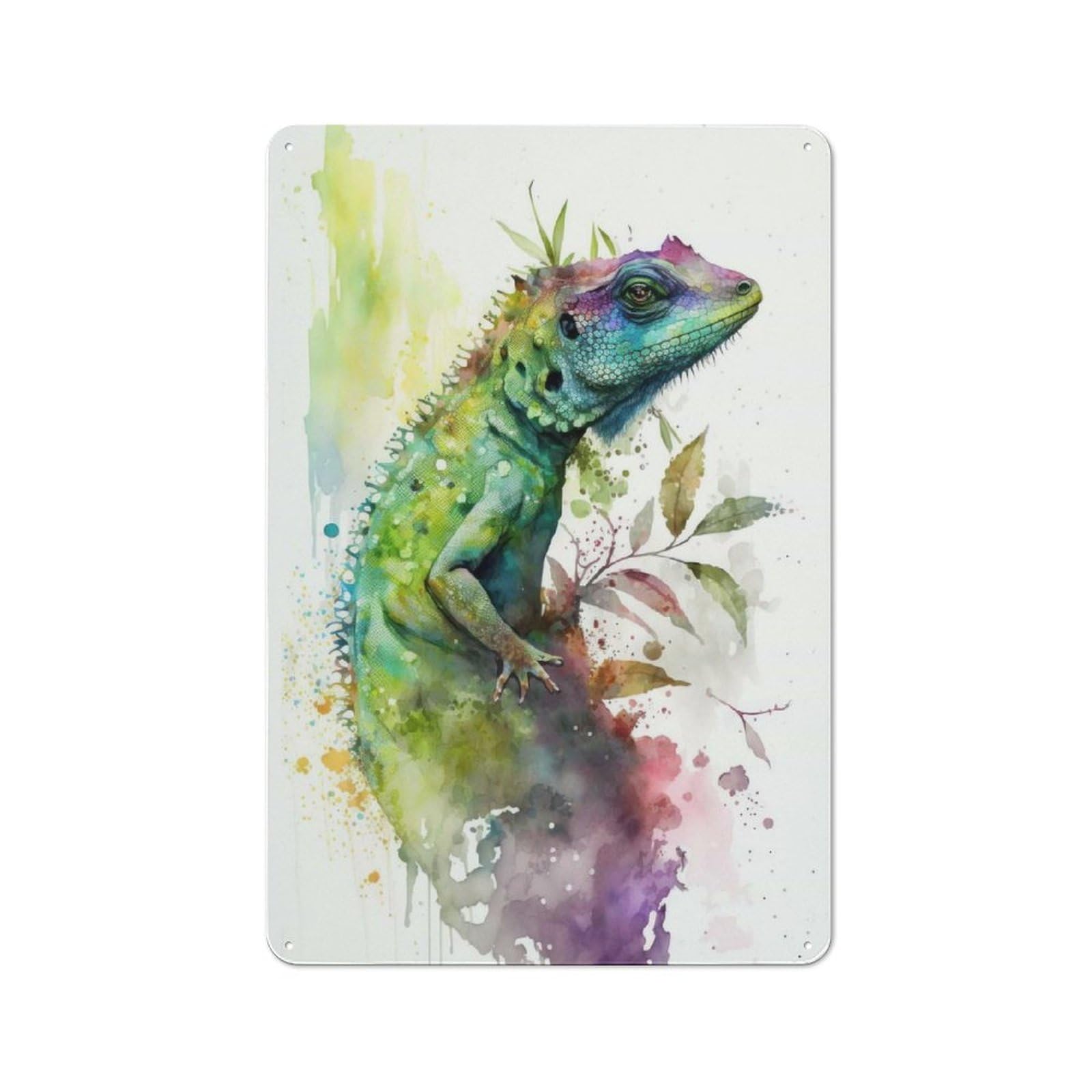 Junmoney Lizard Watercolor Shed Metal Sign With Design 30X20cm, Outdoor Room Shed Wall Decor For Shed, Garden Room, Porch Or Garage